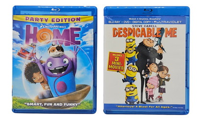 Despicable Me Blu-Ray and Home Blu-Ray Jim Parsons Animated Movies Lot of 2