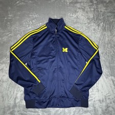 Adidas Jacket Mens S University Michigan Wolverines Full Zip Track Fleece Blue
