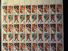 Hoja de 50 estampillas de 20¢ Scott #2082-85 de los Juegos Olímpicos de Verano de Los Ángeles (1984)