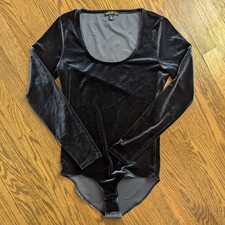 J.Crew Mercantile Womens Bodysuit Small Blue Velvet Long Sleeve Scoop K5137 EUC