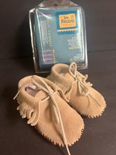 Vintage Genuine Leather Weekids Fringe Ankle Moccasins Size 2 3-6 Months Baby