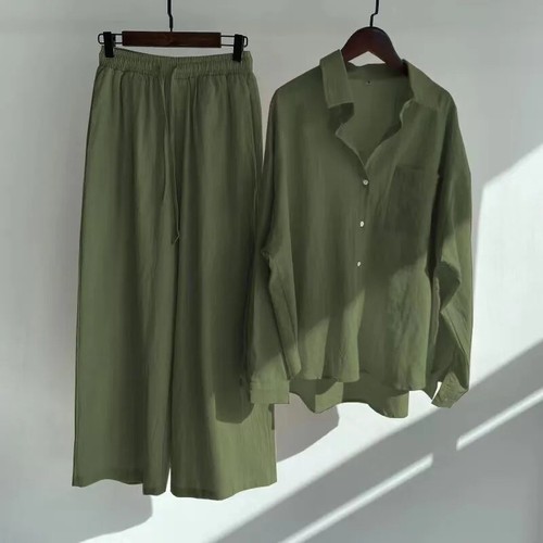 Womens Plus Size Cotton Linen Button Tops+Pants Ladies Casual Loungewear Outfits - Picture 34 of 34