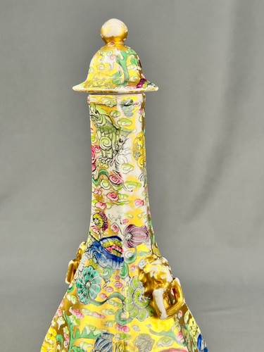 19th Century Mason’s Ironstone Bandana 11 ½” Lidded Vase Lion Handles - Picture 8 of 24