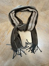 Cashme Brown/Beige Stripes Scarf One Size 11  X 58  Made In Italy Fringe
