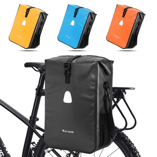 WEST BIKING Full Waterproof MTB Bike Single Pannier Bag Bicycle Rack Bag Black - Picture 3 of 16