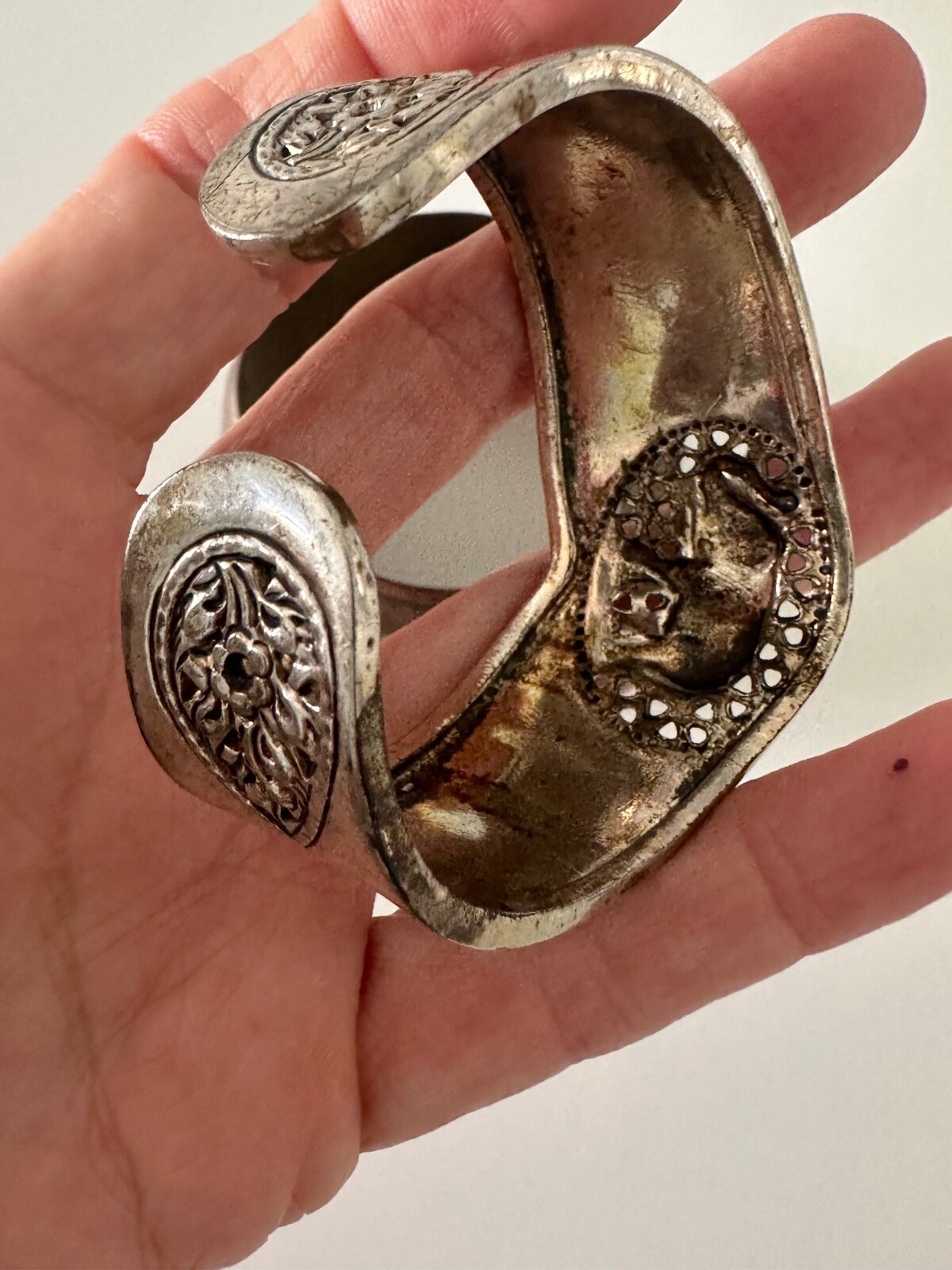 Elephant Bangle Cuff Wide Statement  Bracelet Sil… - image 8