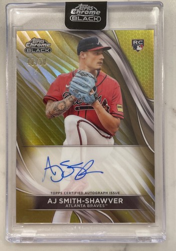 2024 Topps Chrome Black AJ Smith Shawver TRUE Gold Auto /50 Rookie Encased