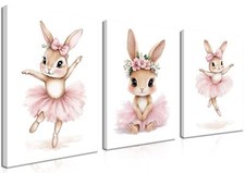Baby Girl Nursery Wall Decor, Easter Nursery Canvas Wall Art Paintings Set of...