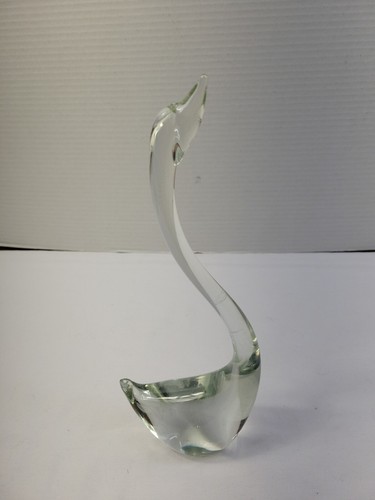 ART GLASS SWAN Vintage 10" Transparente Hecho a Mano Estatuilla de Pájaro ELEGANTE B44 - Imagen 1 de 7
