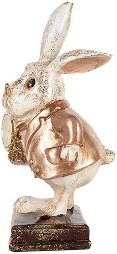 Clayre & Eef Deko-Kaninchen mit Uhr Vintage Landhausstil Polyresin Gold - Bild 4 von 4
