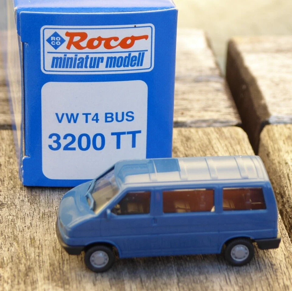 Roco 3200 Spur TT VW Bus T 4 Bulli Blu, Sehr Gut Erhalten In OVP Per TT -1 - - Immagine 4 di 4
