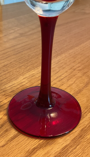 Set of 4 Floral Etched Ruby Red Stem Champagne Cocktail Glasses/Flutes - Picture 3 of 5