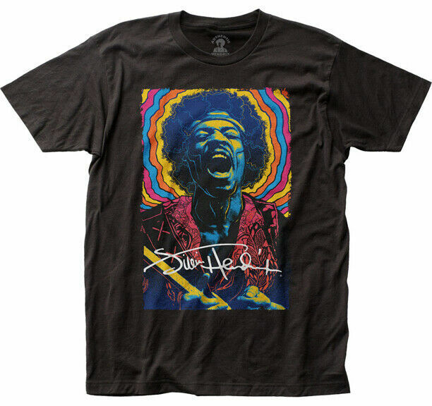 Jimi Hendrix Photo Rainbow Drawing Adult T Shirt Rock Music medium Jimi Hendrix Photo Rainbow Drawing Adult T Shirt Rock Music medium