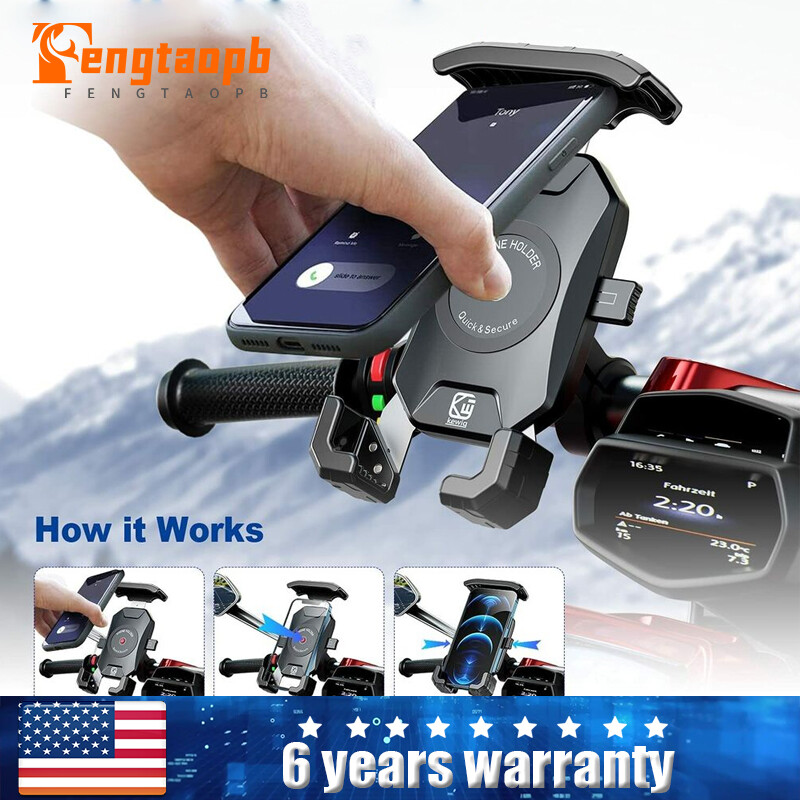 Motorcycle Phone Mount Auto Lock 360° Military Anti-Shake Bike Phone Holder NEW