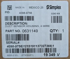 Simplex 4098-9756 Duct Detector - MANY AVAILABLE - SAME DAY SHIPPING