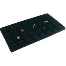 Black Flocked 32 Compartment Jewelry Display Tray Insert 14 1/8" x 7 5/8"