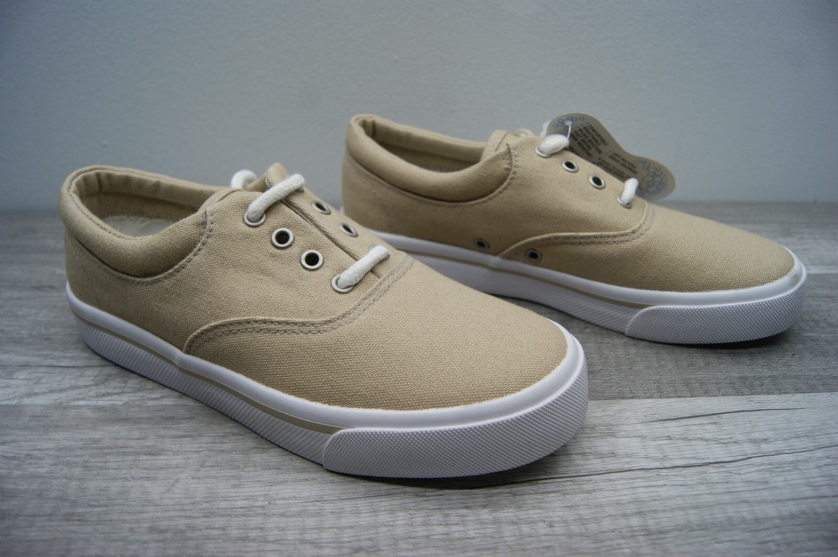 Eddie Bauer Women's Shoes Size 6M Tan Canvas Lace Up Deck Shoes