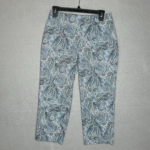Talbots Heritage Womens 4 Petite Blue Paisley Side Zip Straight Leg Dress Pants - Picture 2 of 8