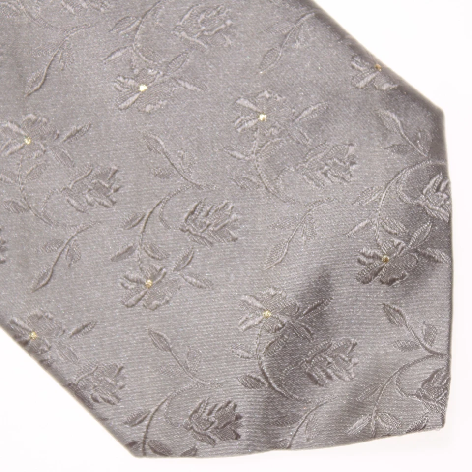 Corbata Italo Ferretti Nueva con Etiquetas en Plata Grisácea Estampado Floral Seda con Oro 24 KT Foto 2 de 4