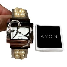 Avon Vintage 90s Pearl Cuff Bracelet Wristwatch Watch Quartz Japan Movt NEW NIB