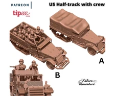 Eskice Miniature WW2 US Half Track Transport WWII Bolt Action Flames of War 28mm