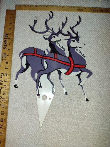 VINTAGE UNION PRODUCTS CHRISTMAS SANTA SLEIGH REINDEER YARD LAWN STAKES DECOR - Picture 3 of 6