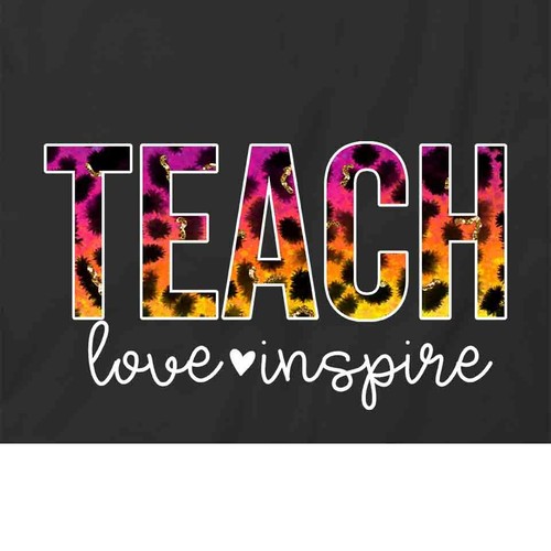 Teach Love Inspire TShirt Tee Short-Sleeved Cotton CLOTHING TEACHER S1BCA906 - Picture 2 of 5