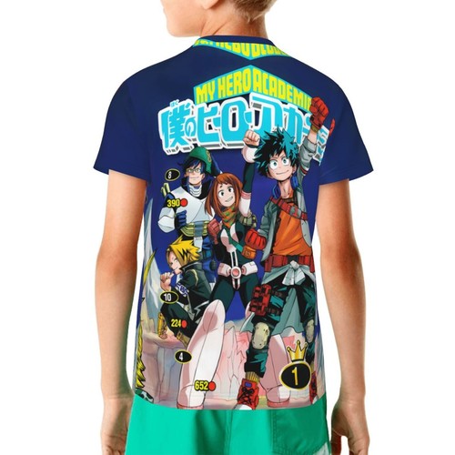 My Hero Academia Cartoon Printed Kids Shirt Summer Short Sleeve Basic Casual Top - Picture 6 of 34