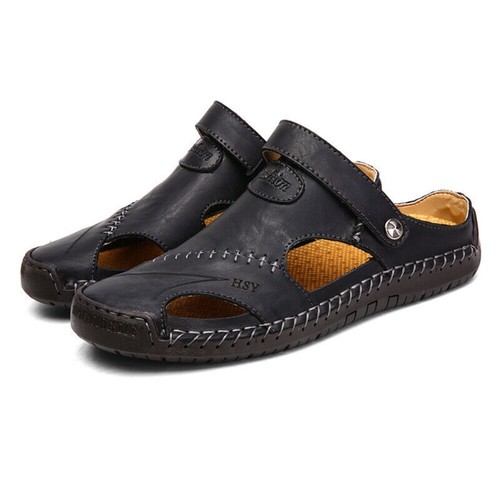 Mens Leather Summer Sandals Walking Sports Beach Shoes Casual Outdoor Slippers - Picture 14 of 15