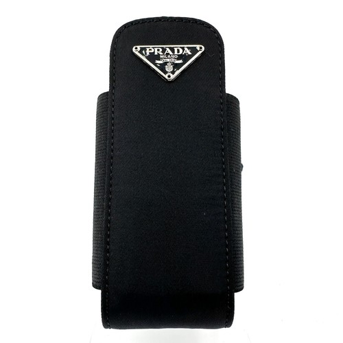 PRADA Black Nylon Phone Cigarette Case Mini Pouch Bag w/ Strap Unisex Authentic - Picture 2 of 12