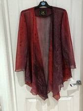 Kirsten Krog Danish Design Purple Burgundy Edge To Edge Sheer Cardigan Size 18