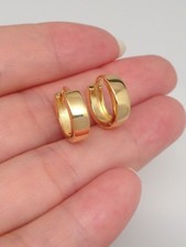 925 Sterling Silver Small Plain Huggie Hoop Earrings Mens Womens 12mm/9mm x3mm