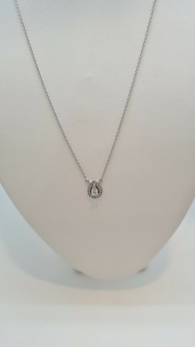 Collier poire en Or blanc 18 carats - Picture 2 of 4