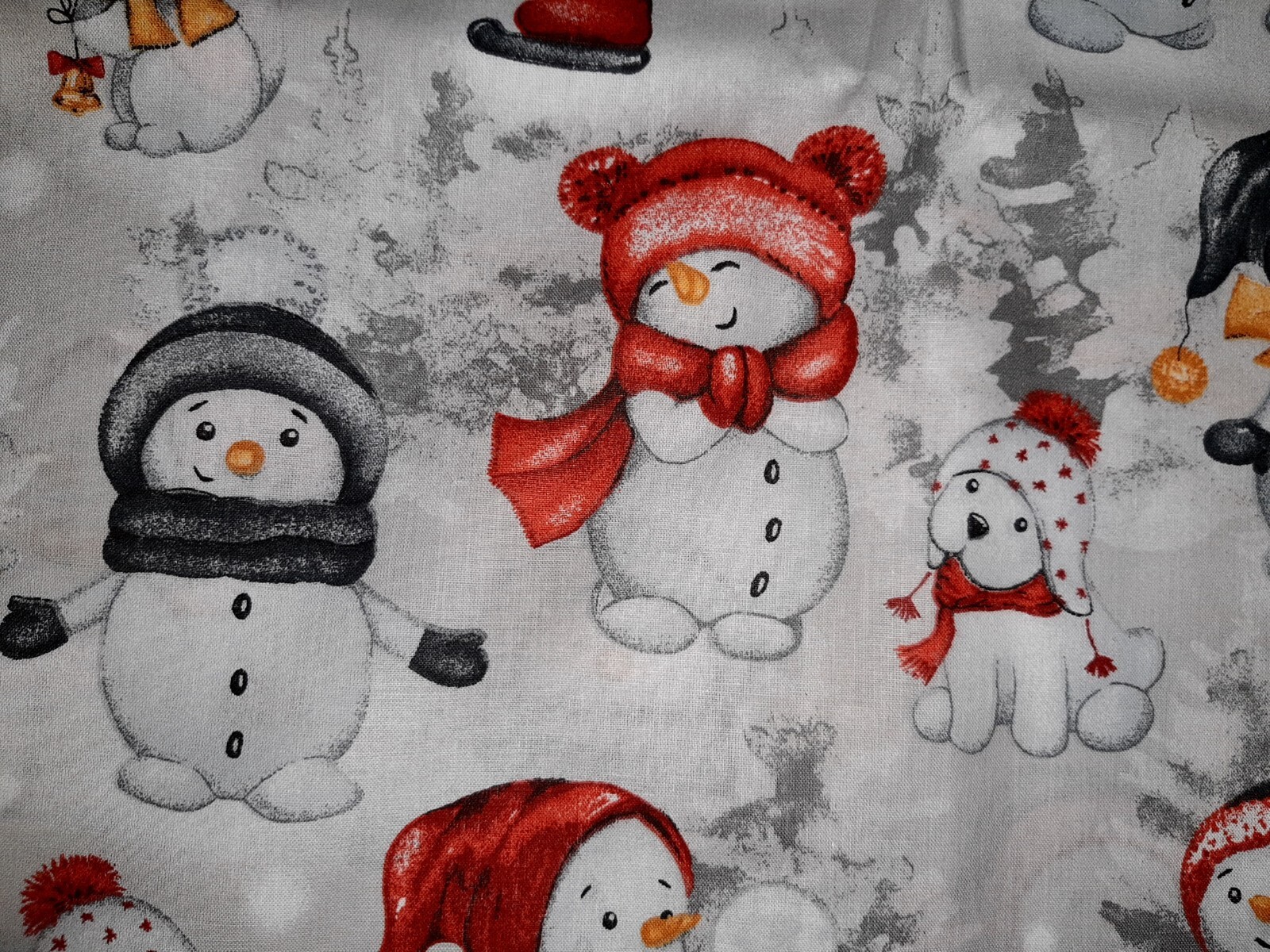 Baumwollstoff Schneemann, Winter, Advent, WEIHNACHTEN Breite 160 X 0,5 m lang