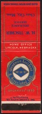 Vintage matchbook cover WOODMAN Insurance HW Tischer Clara City Minnesota n-mint
