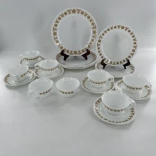 23 Pcs Golden Butterfly Corelle Set Dinner Plate Salad Cup Saucer Creamer Sugar