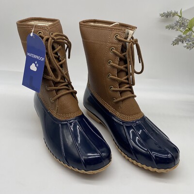 JBU women's lace up waterproof faux fur lining maple wood winter