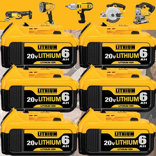 1-6Pack 20 Volt 6.0AH For DeWalt 20V Max Lithium Ion Battery DCB206 Replacement