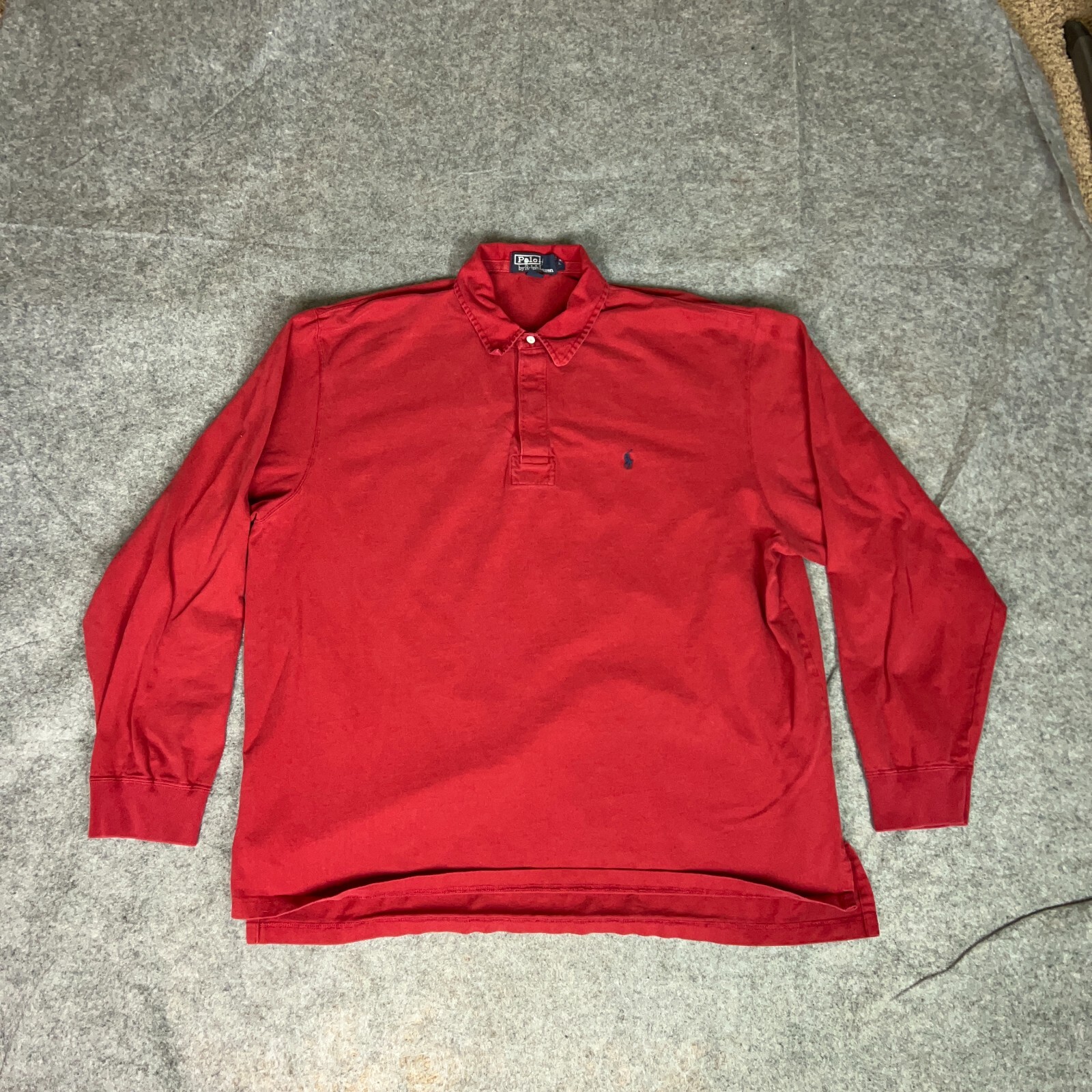 Vintage Polo Ralph Lauren Mens Shirt Extra Large Red Blue Pony Rugby Heavyweight