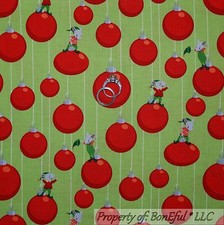 BonEful Fabric FQ Cotton Quilt Green Red Gray Mouse Xmas Tree Ornament Stripe US