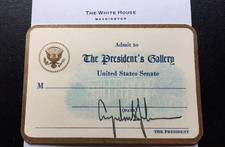 PRESIDENT LYNDON JOHNSON -SIGNED VIP CHAMBER PASS/STATIONERY- WHITE HOUSE-ISSUE