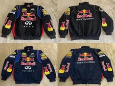 Adult F1 Vintage Racing Jacket, Ebroidered Cotton Padded ,Red Bull Jacket