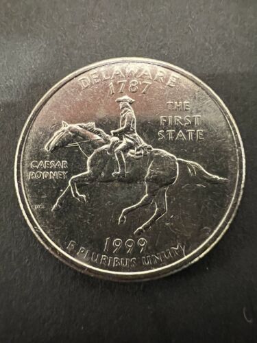 1999-D Delaware The First State Quarter W/ Caesar Rodney On Horseback, Rim Error - Picture 2 of 2