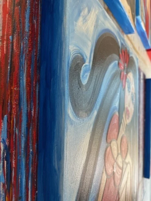 Pinturas al óleo originales abstractas arte lienzo mediano figura popular forastero Ericksen Foto 4 de 4