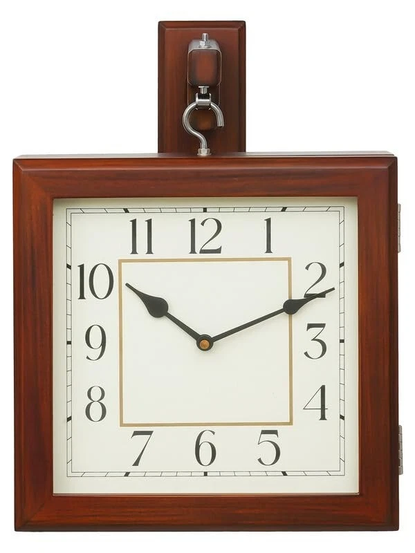 Reloj de Pared Doble Lado Colgante Metal Estación De Ferrocarril Plataforma Madera Vintage Foto 3 de 4