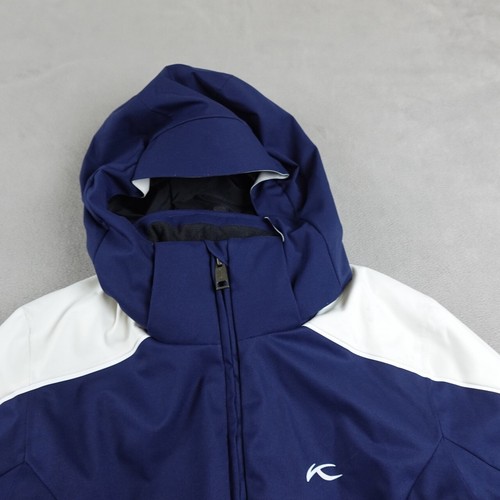 Kjus Ski Jacket Kids Youth L Blue White Insulated Full Zip Hooded Colorblock - Picture 2 of 22