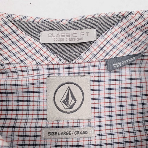 Volcom Shirt Mens Large Red Black Check Plaid Corpo Class Button Down Classic - Picture 5 of 13