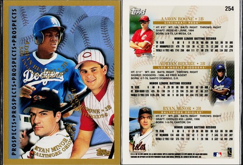 1998 Topps Baseball Card #254 Prospects Adrian Beltre, Ryan Minor, Aaron Boone
