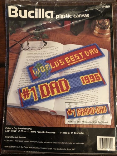 Bucilla Plastic Canvas Father's Day Bookmark Pair Kit Craft Needlework Gift NEW - Picture 1 of 3