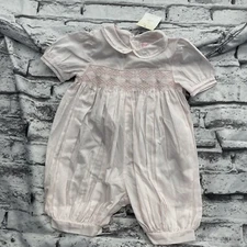 NWT Petit Ami Pink Smocked French Bubble Romper 9m Months Baby Girls H12